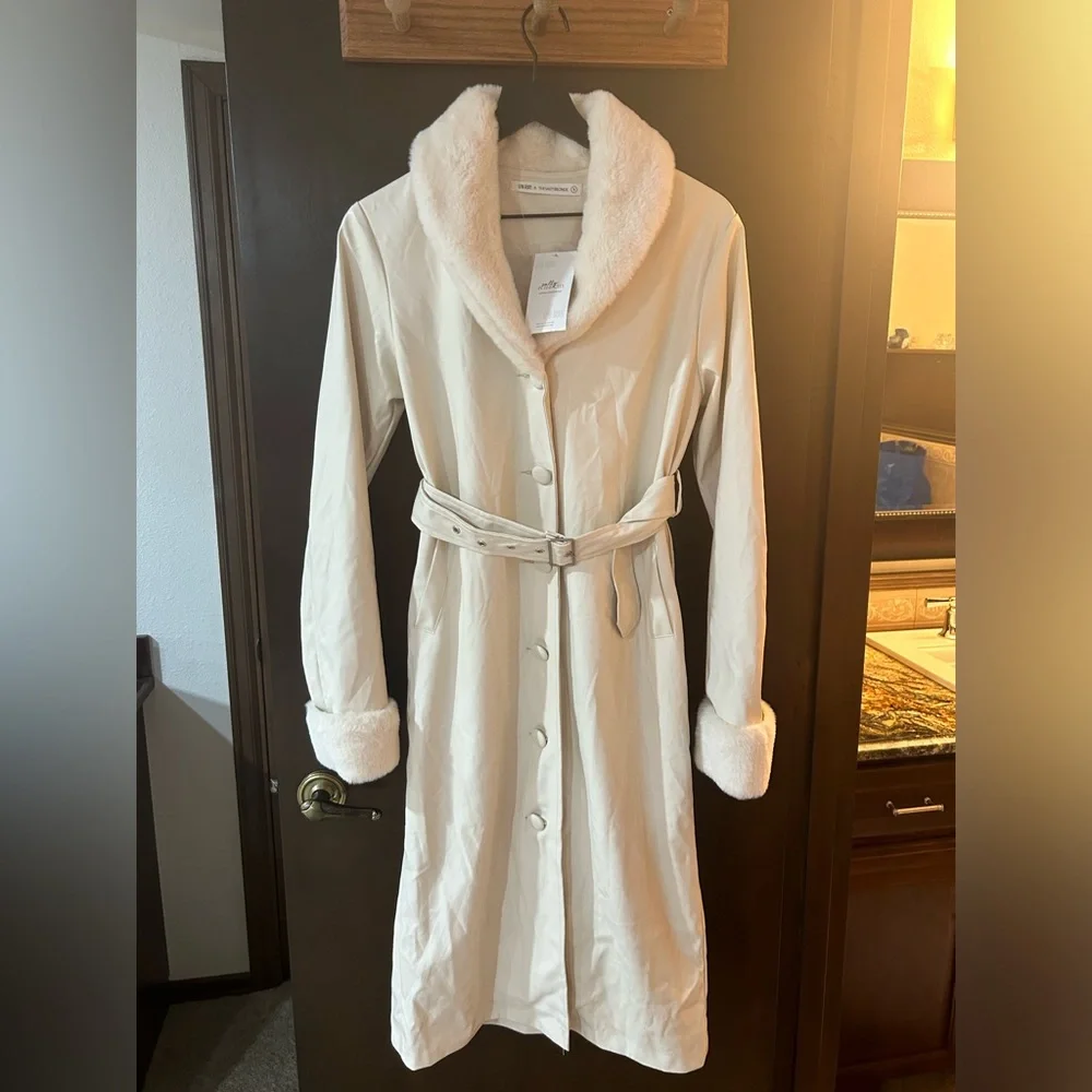 12th Tribe X Thesaltyblonde Faux Leather & Fur trimmed Trench Size Small
